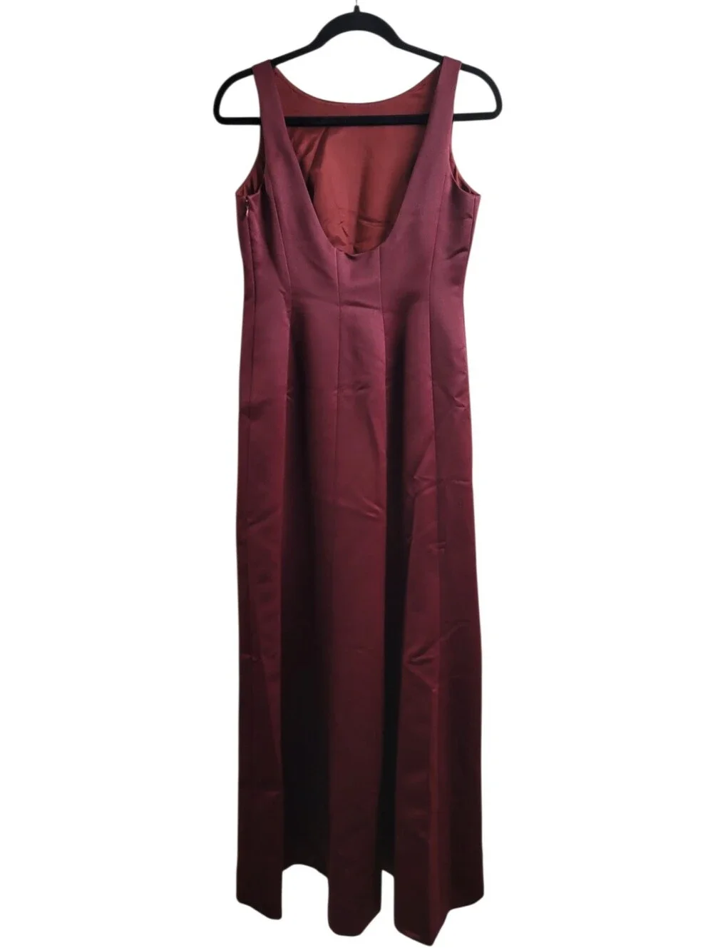 Loft Burgundy Satin Sleeveless Scoop Back Gown Women's Size 4 - Picture 6 of 11